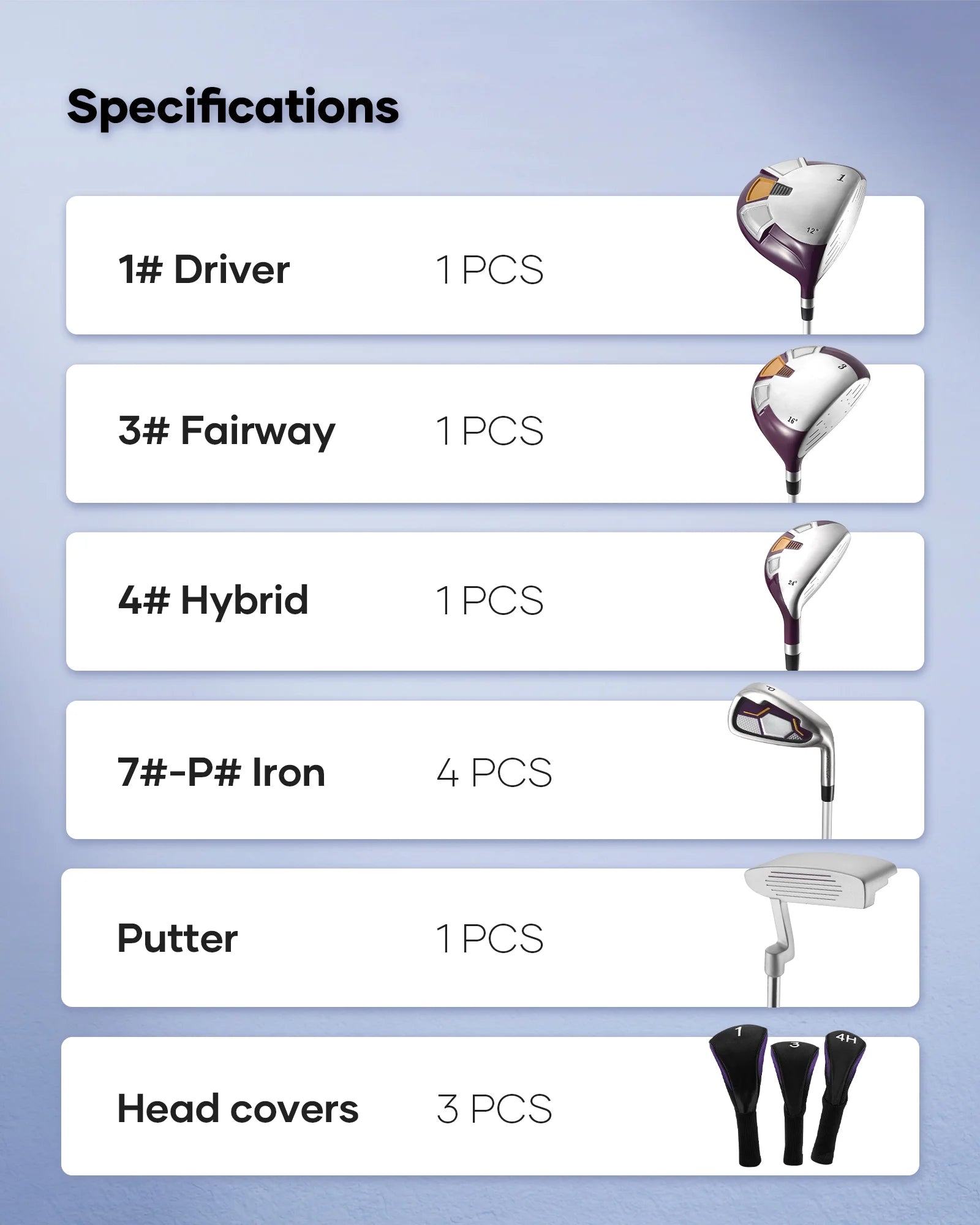 Complete Golf Clubs Package 8 Club Set for Men Woman Right Handed True Temper Steel Shafts Putter Stand Bag and 3 H C Bonus Head